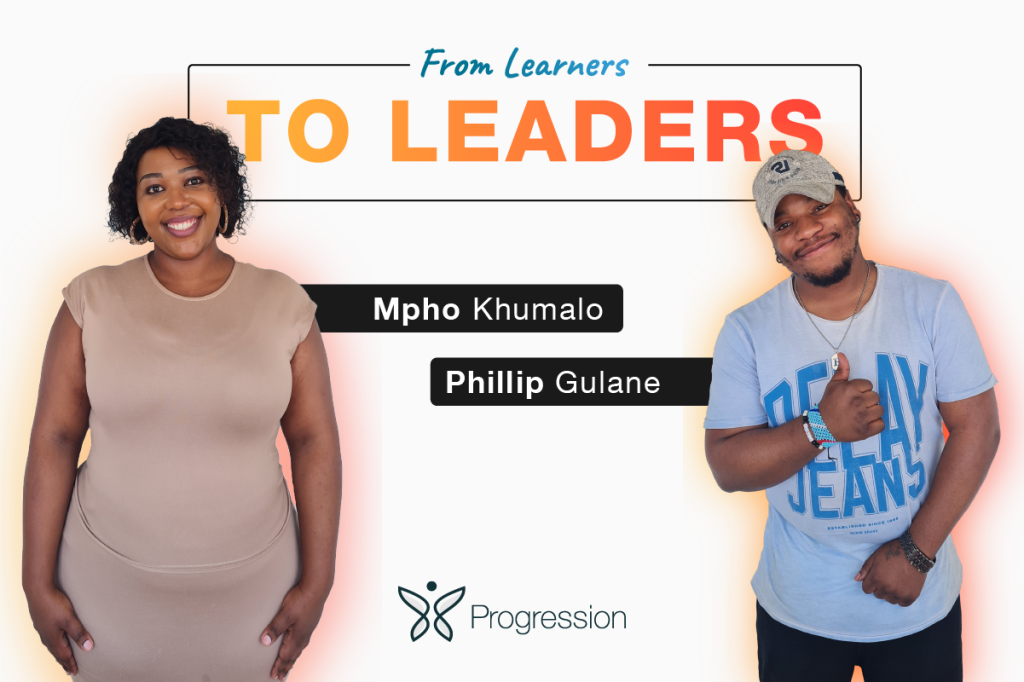 Phillip Gulane and Mpho Khumalo celebrating their permanent appointments at Progression
